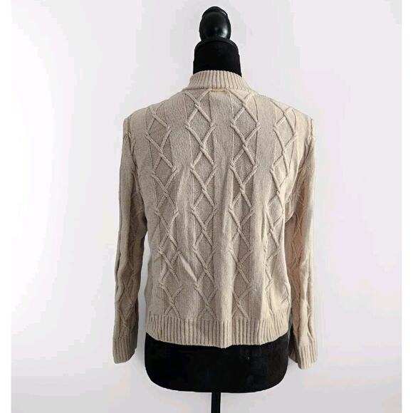 St. John Sport Beige Long Sleeve Zip Up Knit Sweater Cardigan Size P - Picture 3 of 9